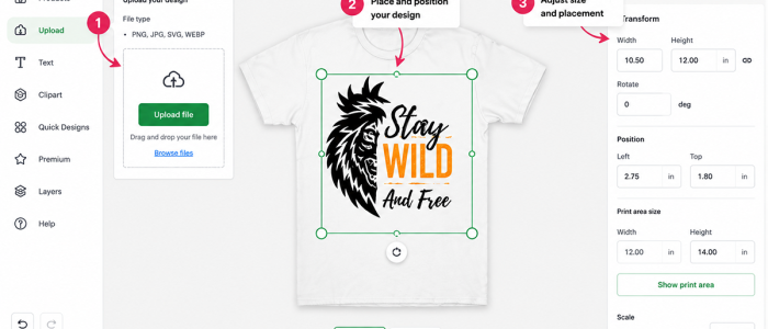 Printify Product Creator SVG upload design placement interface