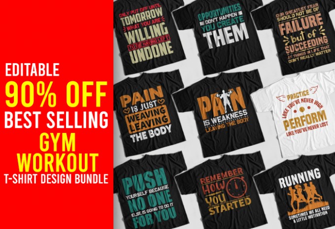 Gym T-shirt Design Bundle