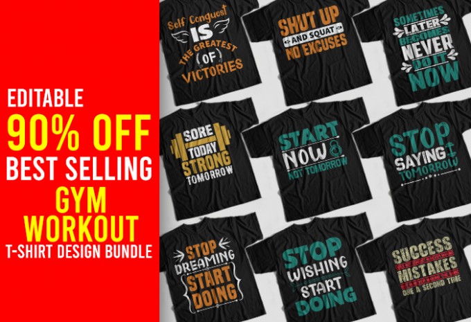 Gym T-shirt Design Bundle