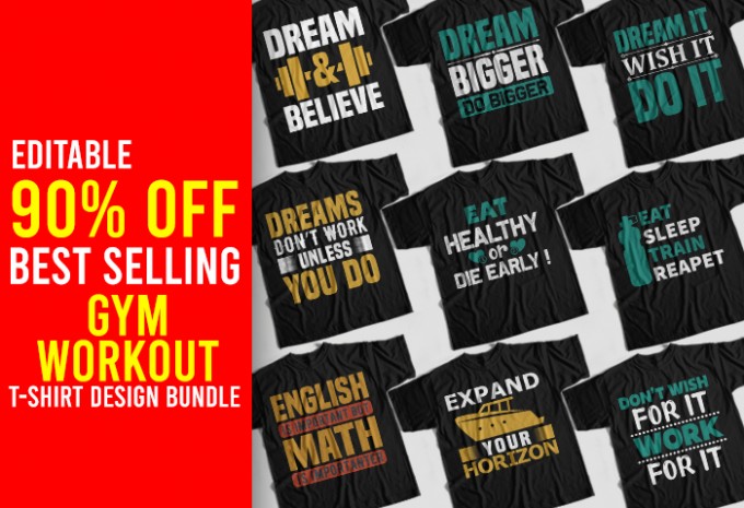 Gym T-shirt Design Bundle