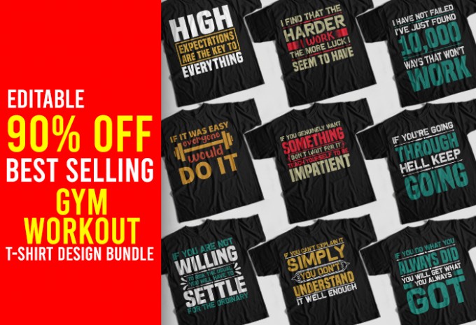 Gym T-shirt Design Bundle