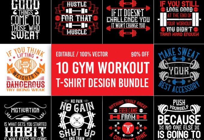 Gym T-shirt Design Bundle