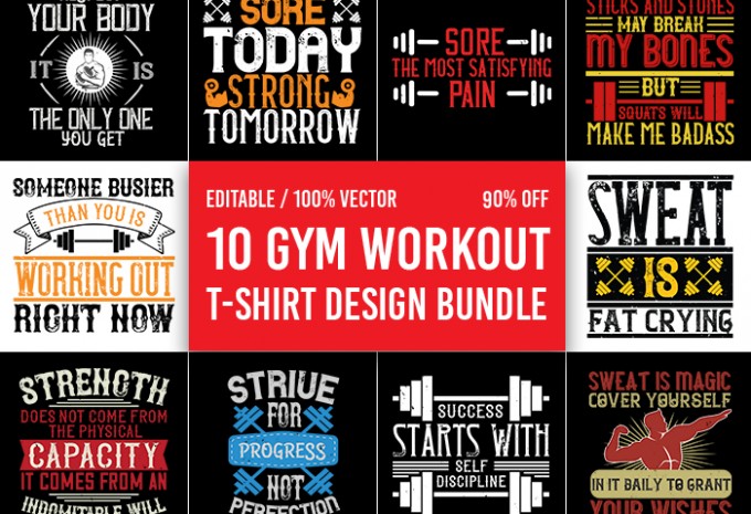 Gym T-shirt Design Bundle