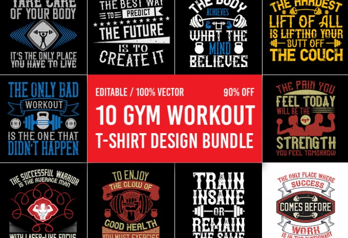 Gym T-shirt Design Bundle