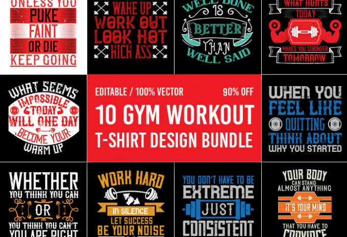 Gym T-shirt Design Bundle