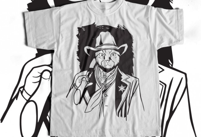 Cowboy Cat T-shirt Design