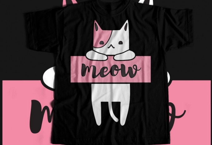 Meow Cat T-shirt Design