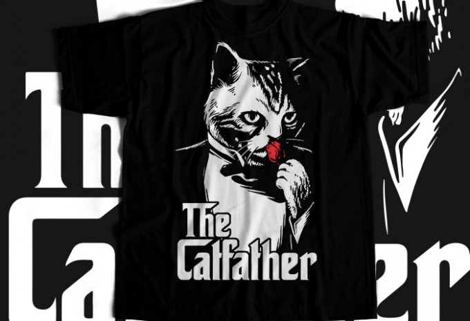 The Cat Father T-shirt Design