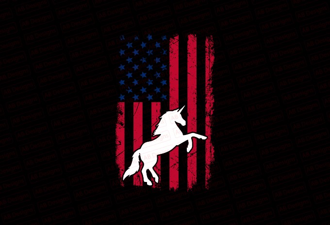 American unicorn flag bundle, USA flag, United state flag T-Shirt Design