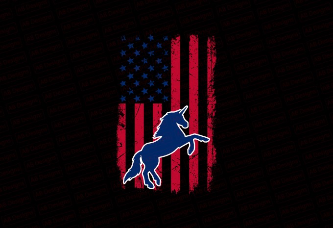 American unicorn flag bundle, USA flag, United state flag T-Shirt Design