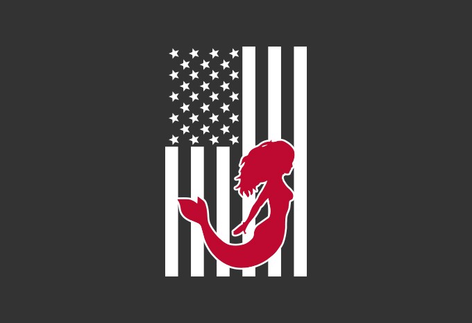 American mermaid flag bundle, USA flag, United state flag T-Shirt Design