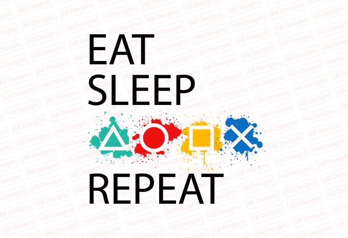 Eat sleep game repeat T-Shirt Design