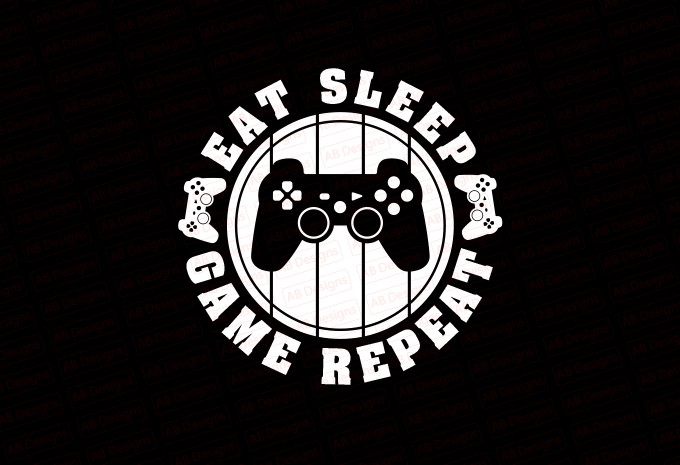 Eat sleep game repeat T-Shirt Design