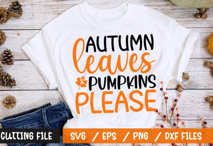 Autumn leaves and pumpkins please t-shirt design