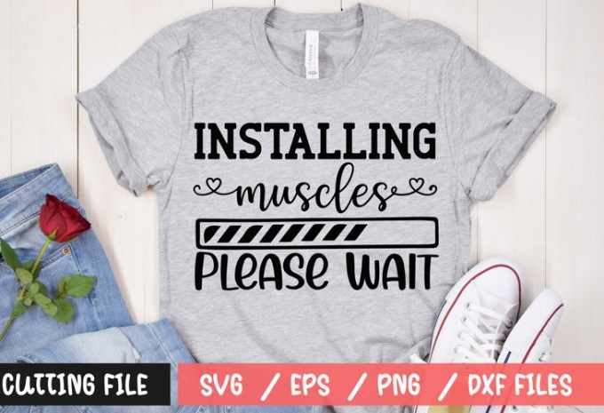 Installing muscles please wait t-shirt design