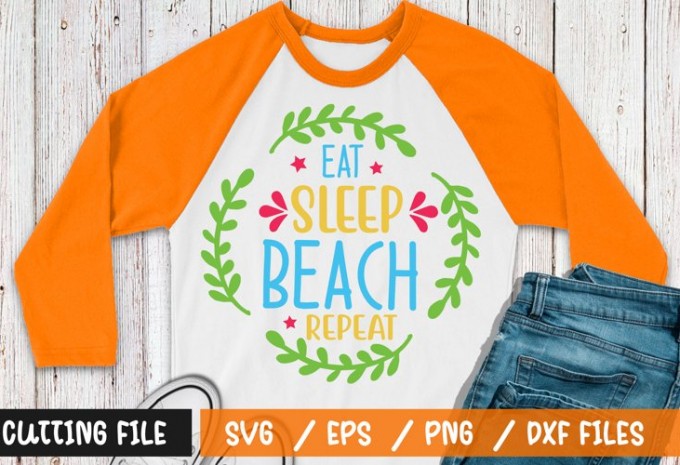 Eat sleep beach repeat t-shirt design