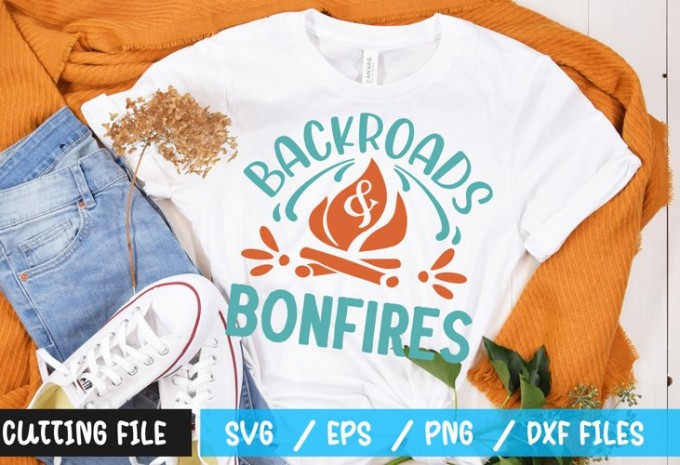 backroads and bonfires t-shirt design