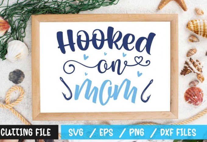 Hooked on mom t-shirt design — EPS, SVG, PNG, DXF commercial use t-shirt design