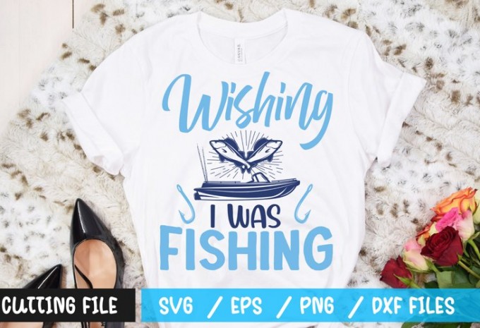 Wishing I was fishing t-shirt design