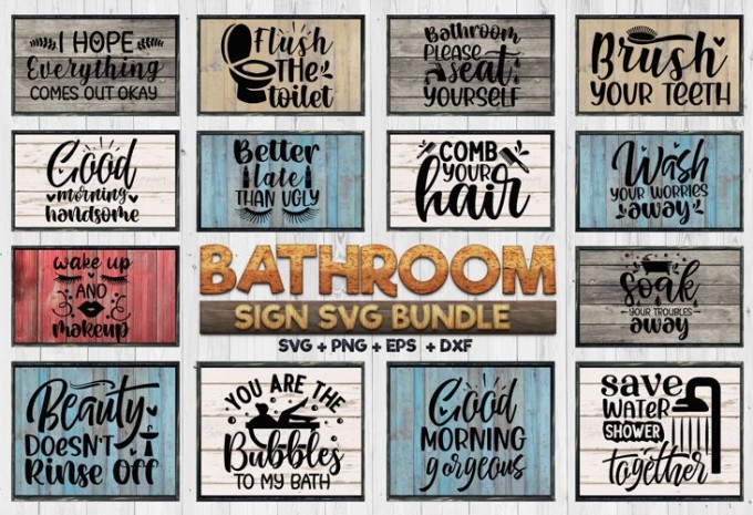Bathroom Sign SVG Bundle - funny bathroom sign SVG