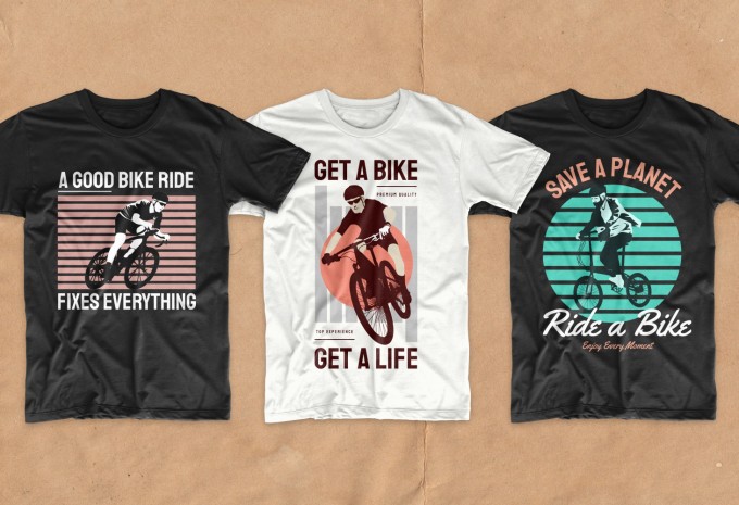 Bicycle t-shirt designs bundle, Cycling T-shirt design vector packs