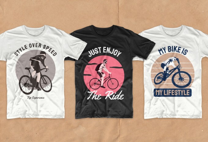 Bicycle t-shirt designs bundle, Cycling T-shirt design vector packs