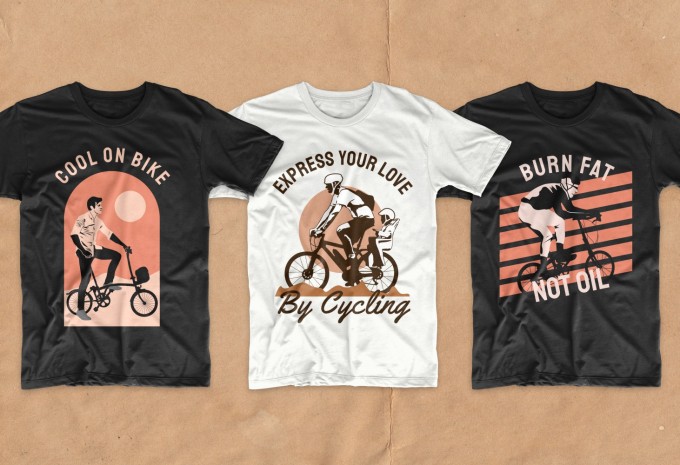 Bicycle t-shirt designs bundle, Cycling T-shirt design vector packs