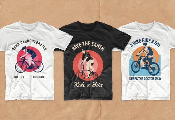Bicycle t-shirt designs bundle, Cycling T-shirt design vector packs