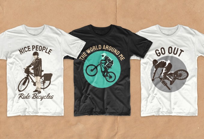Bicycle t-shirt designs bundle, Cycling T-shirt design vector packs
