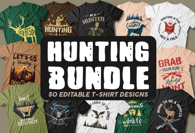 Hunting t shirt designs bundle, Hunter t-shirt design vector packs, Outdoor, adventure,