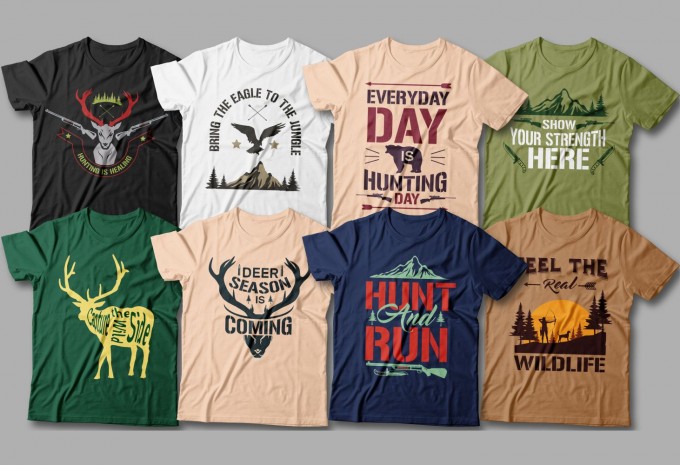 Hunting t shirt designs bundle, Hunter t-shirt design vector packs, Outdoor, adventure,