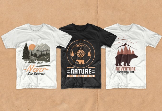 50 Adventure, outdoor, hiking t-shirt designs bundle