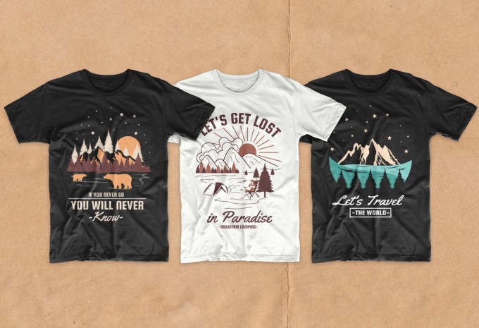 50 Adventure, outdoor, hiking t-shirt designs bundle