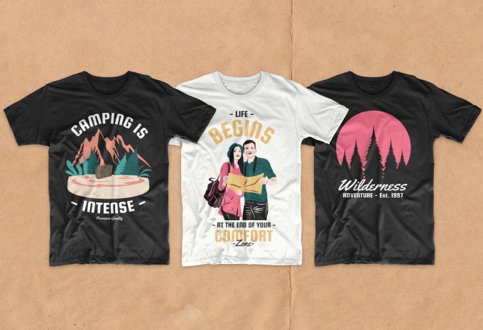 50 Adventure, outdoor, hiking t-shirt designs bundle