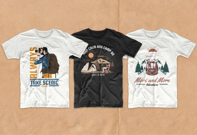 50 Adventure, outdoor, hiking t-shirt designs bundle