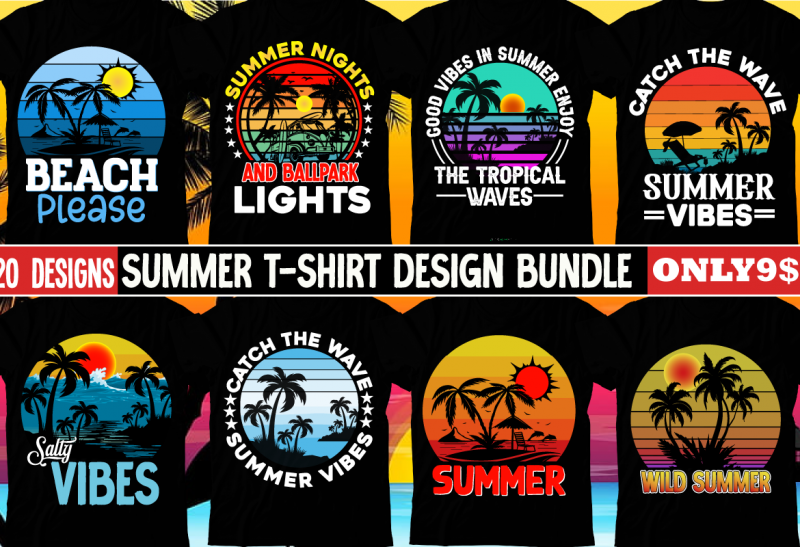 #Summer Retro T-Shirt Design Bundle,Summer Sublimation T-shirt Design ,Summer Retro T-shirt DEsign BUndle Graphic