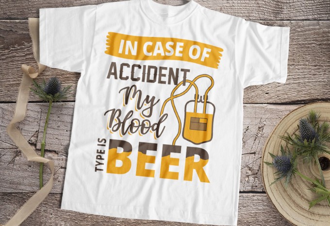 In Case Of Accident My Blood Type Is Beer T-shirt Design