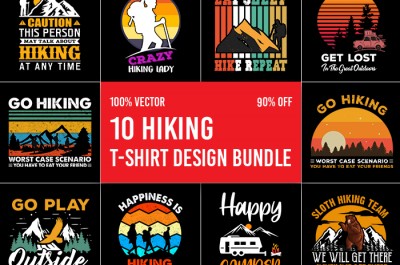 Hiking T-shirt Design Bundle