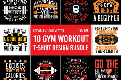 Gym T-shirt Design Bundle