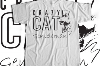 Crazy Cat Gentleman T-shirt Design