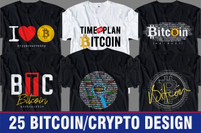 25 bitcoin crypto t shirt design BUNDLE