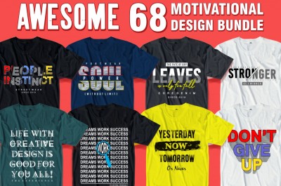68 motivational quotes t shirt design bundle