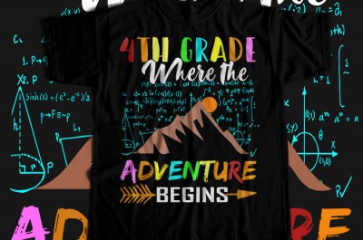 4th grade where the adventure begins T-shirt Design