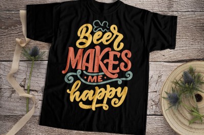 Beer Makes Me Happy T-shirt Design